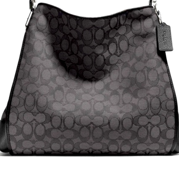 Coach F36424 Phoebe Smoke/Black Outline Signature Shoulder Bag - Picture 1 of 10